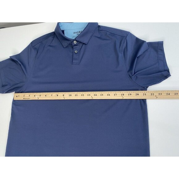 Rhone Delta Pique Short Sleeve Polo Men’s L True Navy Golf Stretch Performance - Picture 14 of 16